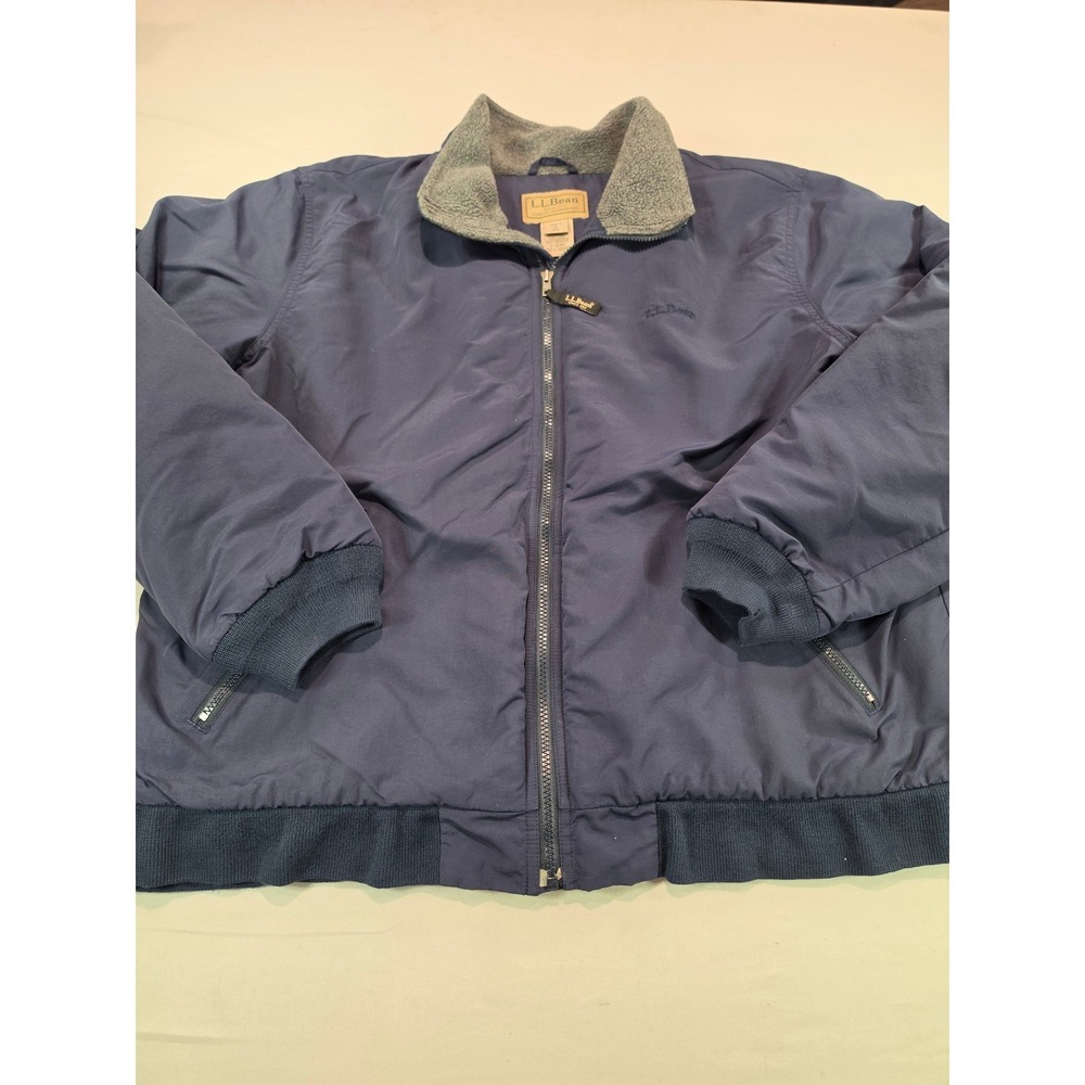 LL Bean Mens XL Warm Up Jacket Navy Blue Fleece Lined Three Season Bomber‎ 0UF43